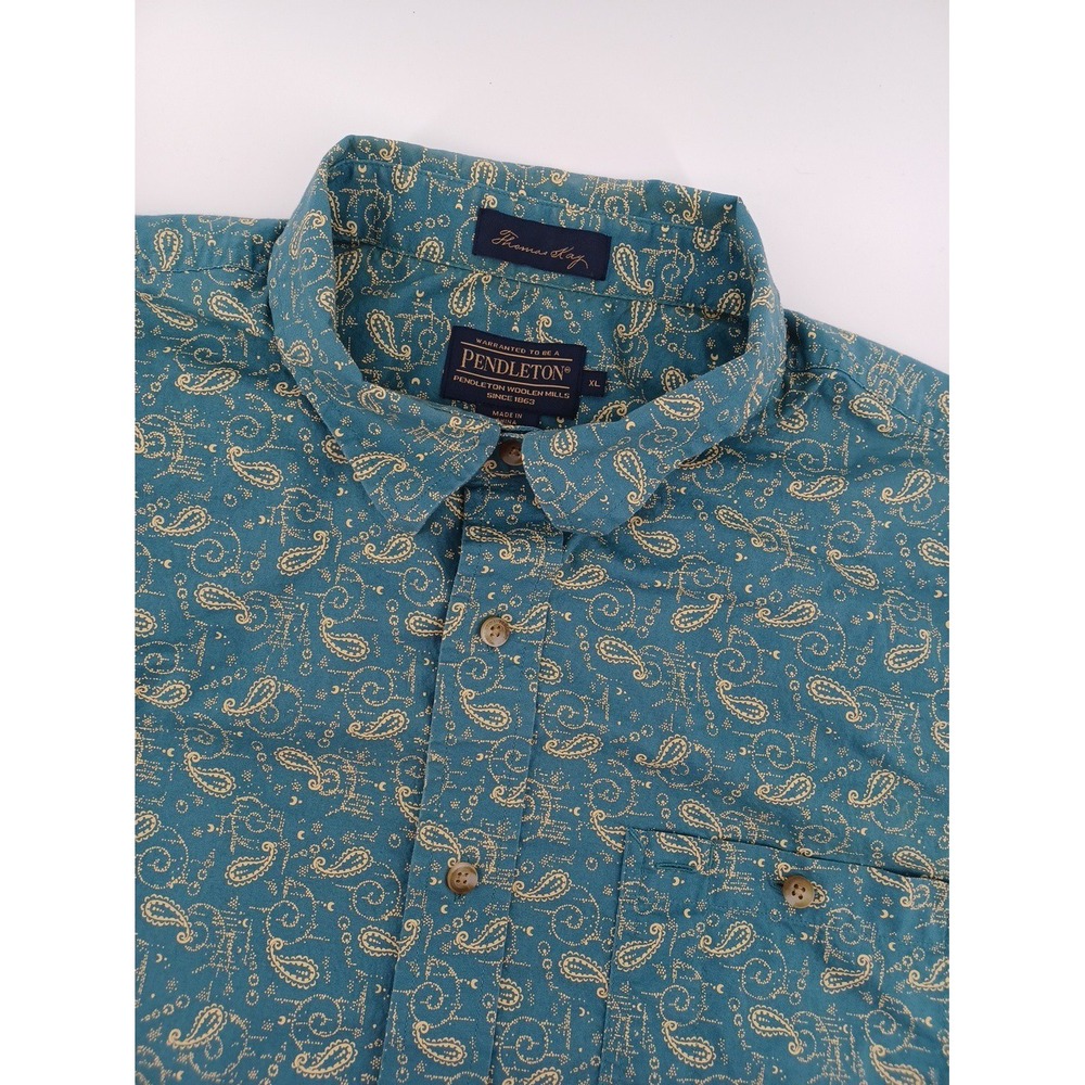 Pendleton Woolen Mills Thomas Kay Mens XL Geometric Pattern SS Button-Down Shirt